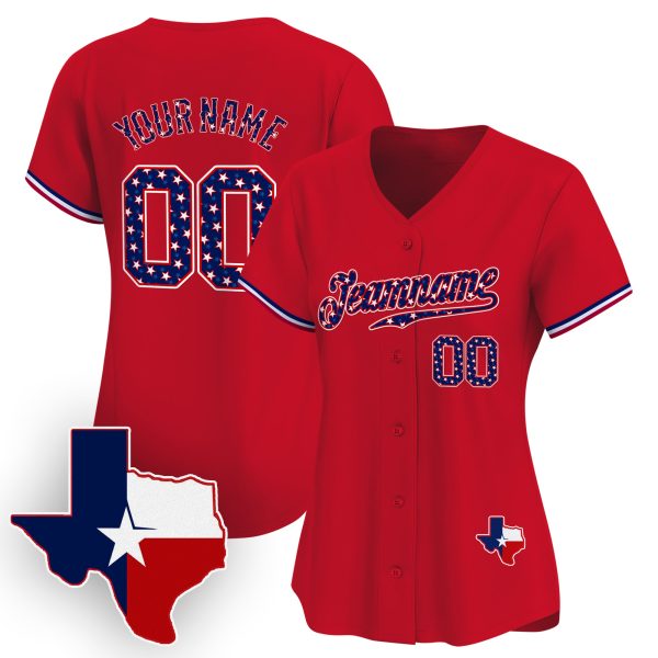 Red Texas Style Personalized Baseball Jersey - Image 2