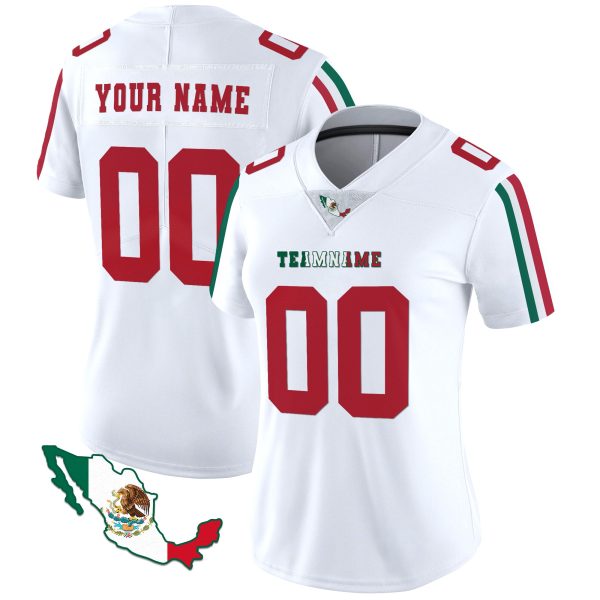 White Red - White Stripes  - Mexico Map Personalized Football Jersey - Image 2