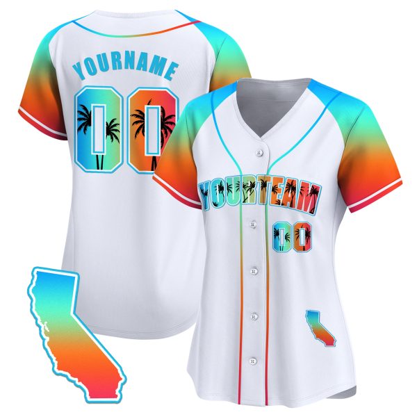 White Alternate California Beach Personalized Baseball Jersey - Image 2
