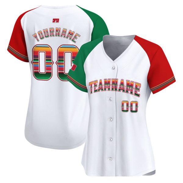 Green - Red Alternate Mexico Flag Personalized Baseball Jersey - Image 2
