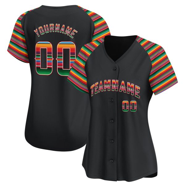 Black Alternate Green Red Mexico Personalized Baseball Jersey - Image 2