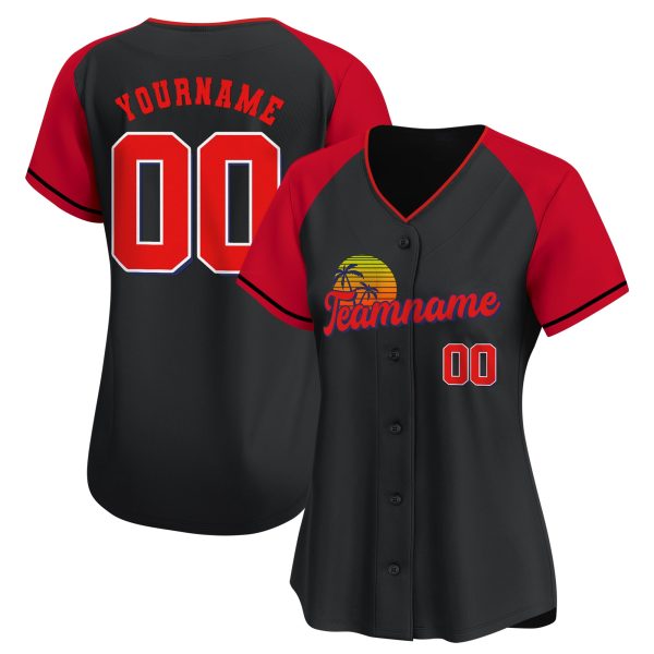 Black Alternate Red California Personalized Baseball Jersey - Image 2