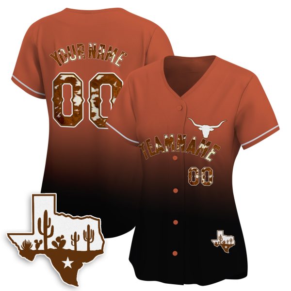 Orange Black Fade Texas Style Personalized Baseball Jersey - Image 2