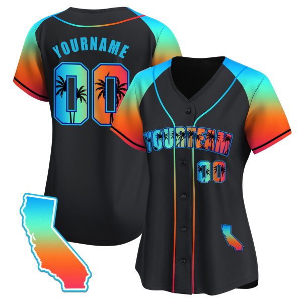Black Alternate California Beach Personalized Baseball Jersey - Image 2