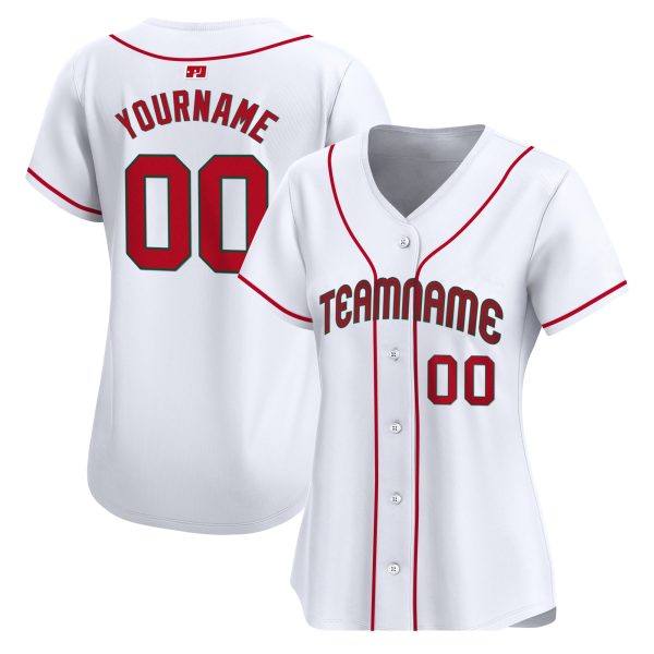 White - Red Personalized Baseball Jersey - Image 2