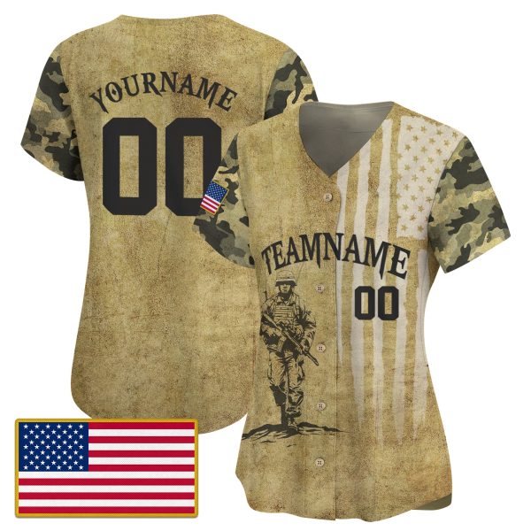 Desert Tan Black Hero's Honor Personalized Baseball Jersey - Image 2