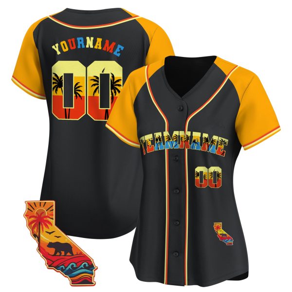 Black Alternate Gold California Choose Color Personalized Baseball Jersey - Image 2