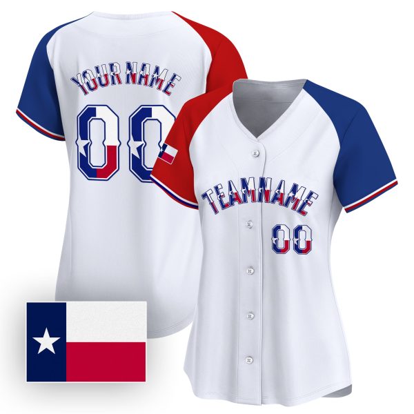 Red - Royal Texas Flag Personalized Baseball Jersey - Image 2