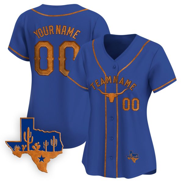 Royal Cowhide Texas Style Personalized Baseball Jersey - Image 2