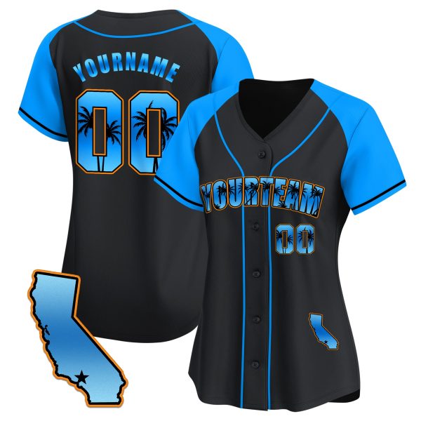 Alternate Blue California Beach Personalized Baseball Jersey - Image 2