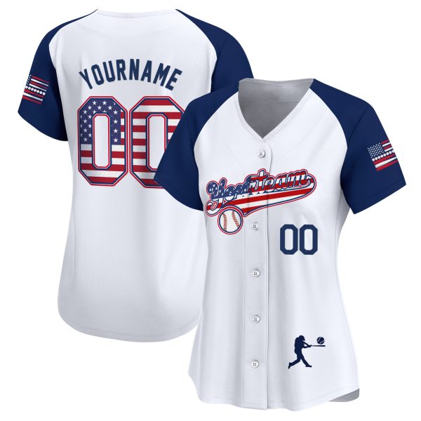 White Alternate America Flag Personalized Baseball Jersey - Image 2