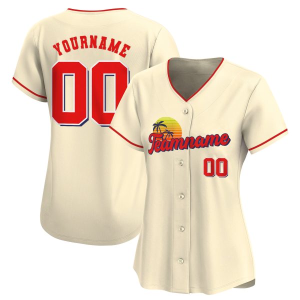 Cream Red California Personalized Baseball Jersey - Image 2