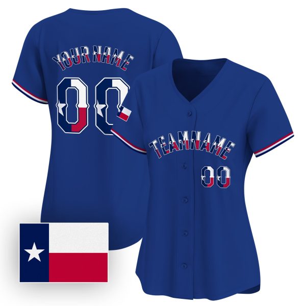 Royal Texas Flag Personalized Baseball Jersey - Image 2