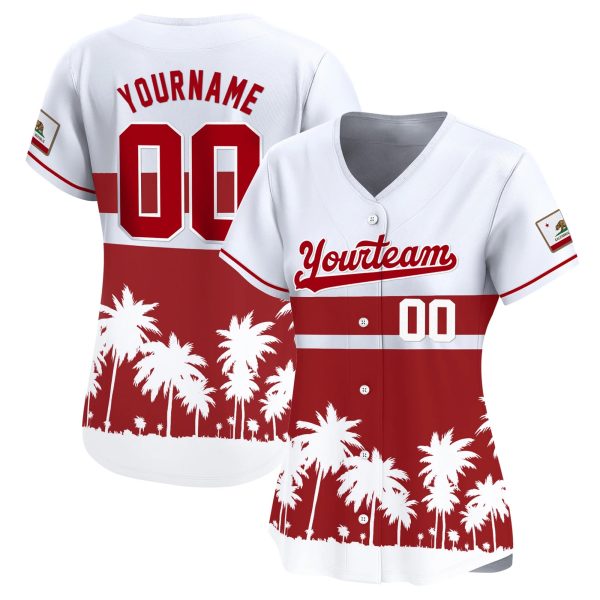 White 3D Palm Trees California Flag Personalized Baseball Jersey - Image 2