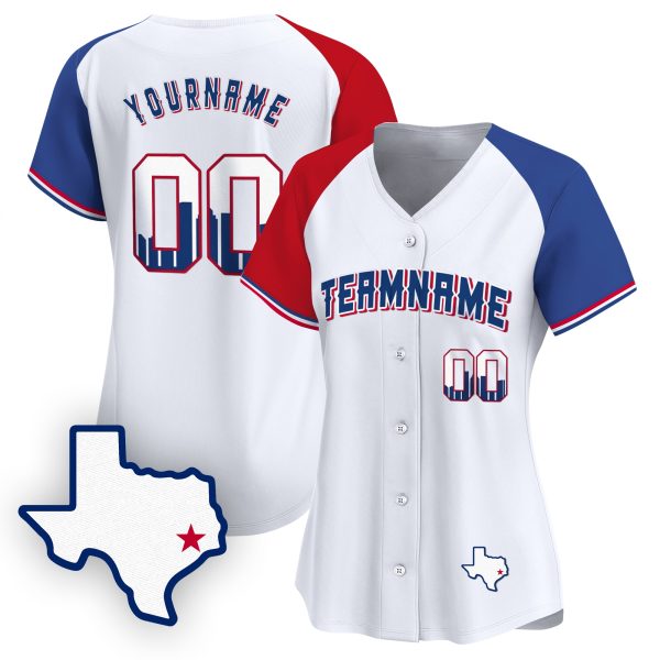 Alternate Red Royal Houston Texas Pattern Personalized Baseball Jersey - Image 2