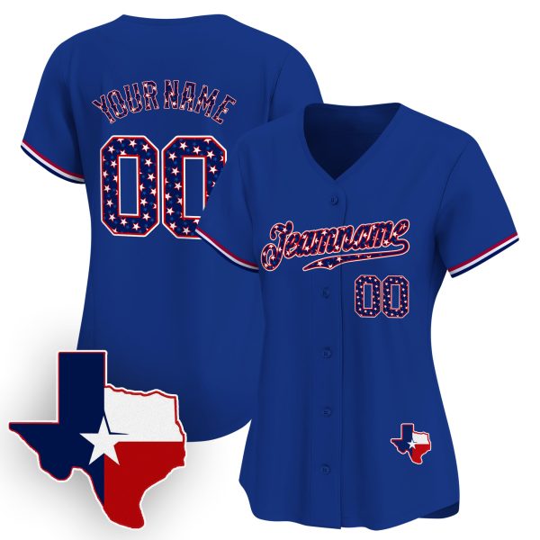Royal Stars & Stripes Texas Style Personalized Baseball Jersey - Image 2