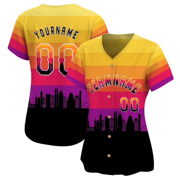 3D Austin City Night Pattern Personalized Baseball Jersey - Image 2