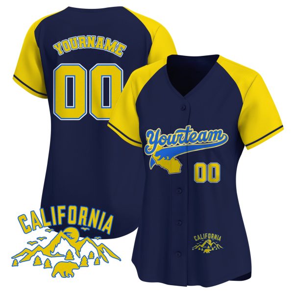 Navy Alternate Yellow California Mountain Personalized Baseball Jersey - Image 2