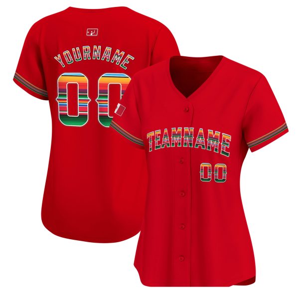 Red Mexico Flag Personalized Baseball Jersey - Image 2