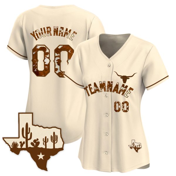 Cream Texas Style Personalized Baseball Jersey - Image 2