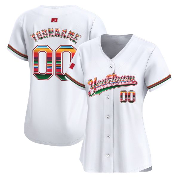 White Mexico Flag Personalized Baseball Jersey - Image 2