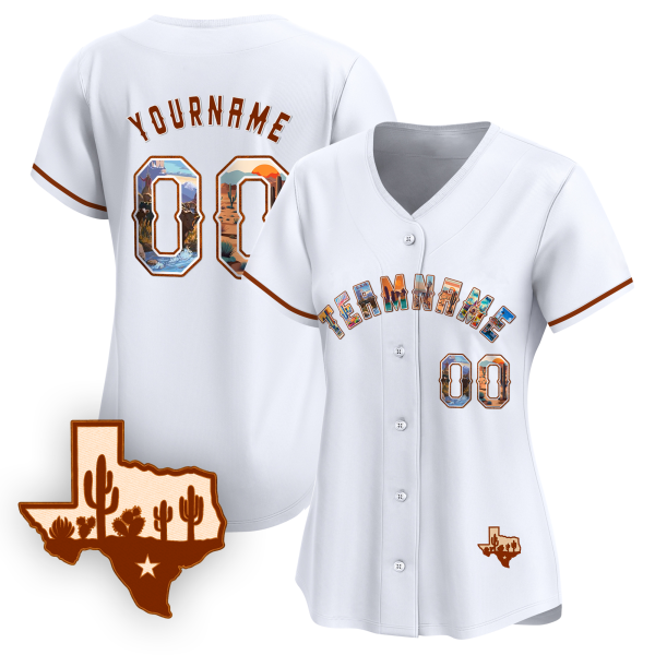 White Texas Art Personalized Baseball Jersey - Image 2