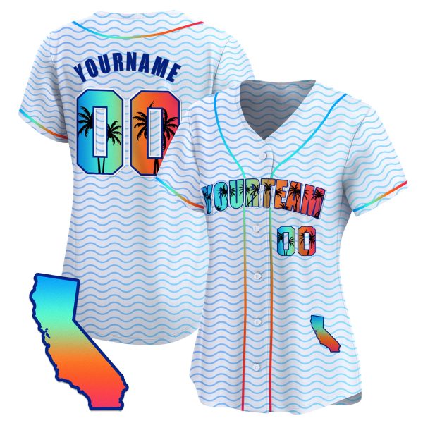 White California Beach Personalized Baseball Jersey - Image 2