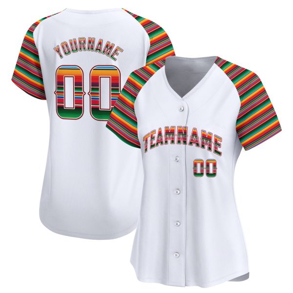 White Alternate Green Red Mexico Personalized Baseball Jersey - Image 2
