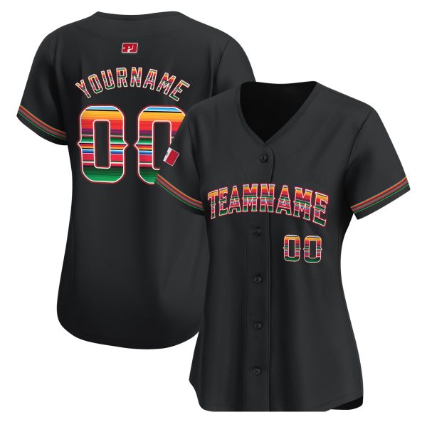 Black Mexico Flag Personalized Baseball Jersey - Image 2