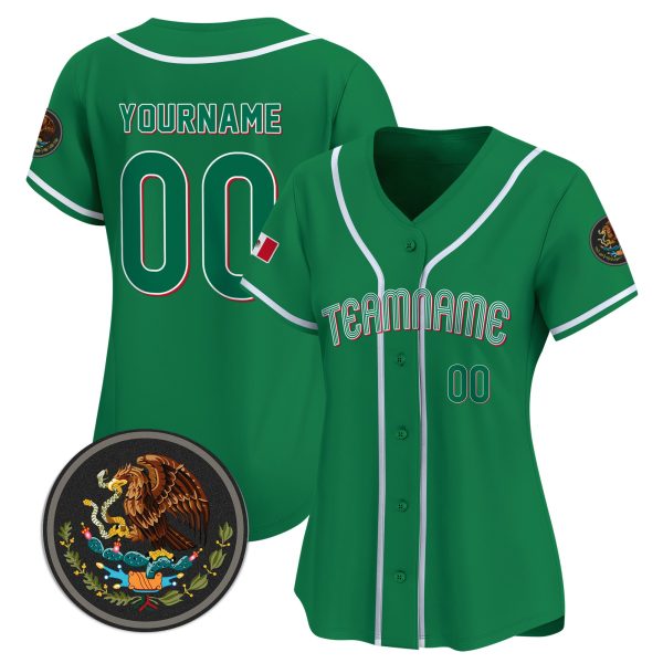 Custom Green Mexico Baseball Jersey - Image 2