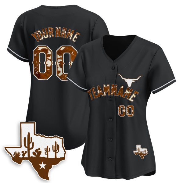 Black Texas Style Personalized Baseball Jersey - Image 2