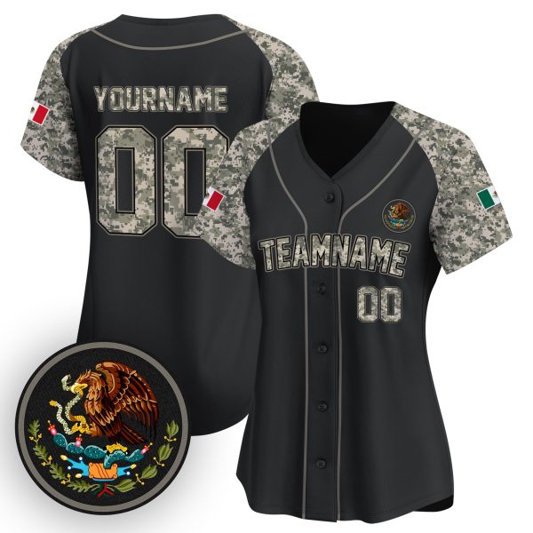 Alternate Black Camo - Black Mexico Personalized Baseball Jersey - Image 2