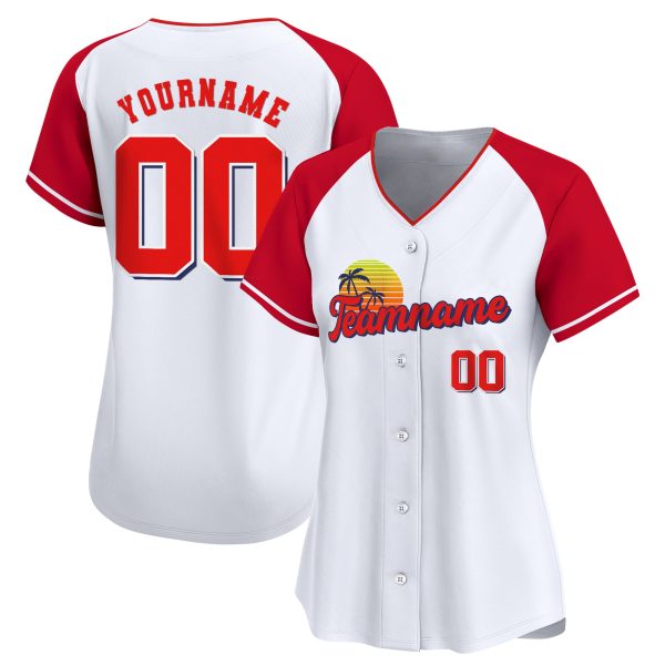 White Alternate Red California Personalized Baseball Jersey - Image 2