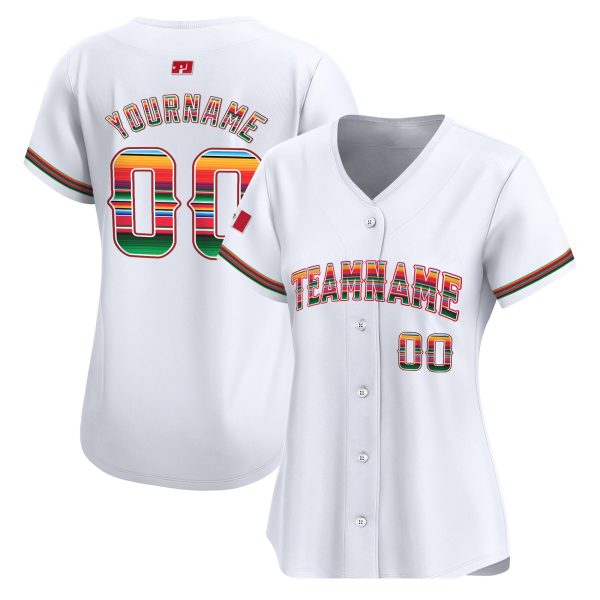 White Mexico Flag Personalized Baseball Jersey - Image 2