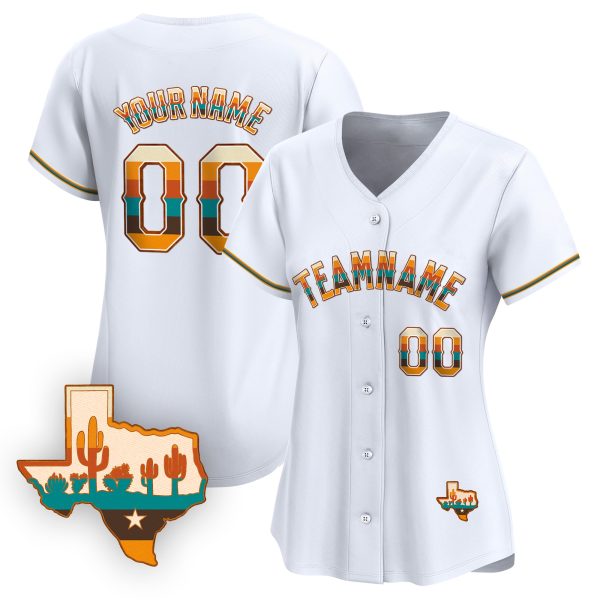 White Texas Vintage Personalized Baseball Jersey - Image 2