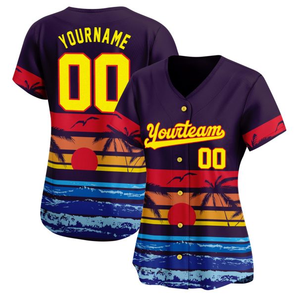 3D California Beach Pattern Personalized Baseball Jersey - Image 2