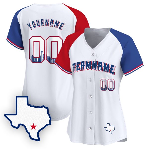 Alternate Red Royal San Antonio Texas Pattern Personalized Baseball Jersey - Image 2