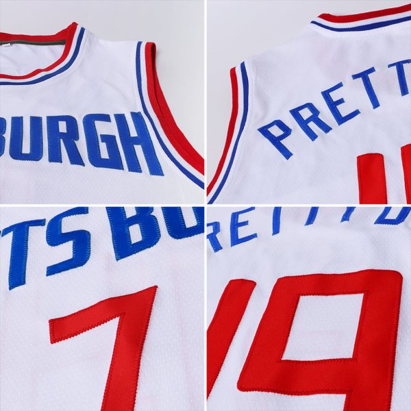 White Red-Black Authentic Throwback Personalized Basketball Jersey - Image 5