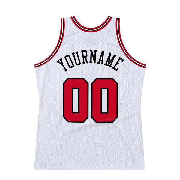White Red-Black Authentic Throwback Personalized Basketball Jersey - Image 6