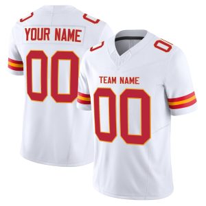 White Red-Gold Authentic Personalized Football Jersey
