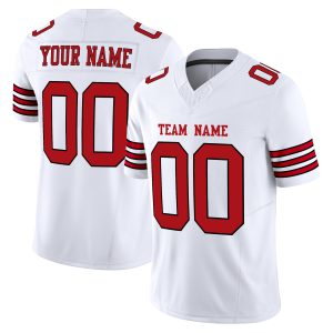 White Red-Black Authentic Personalized Football Jersey