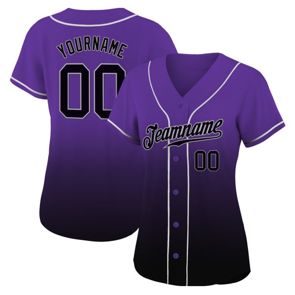 Purple Black-Gray Authentic Personalized Baseball Jersey - Image 2