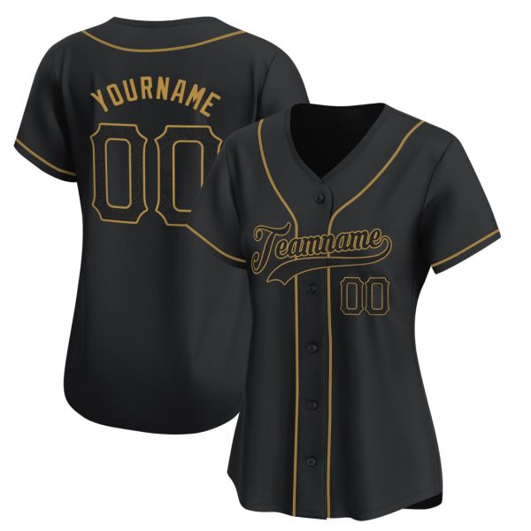 Black Black - Old Gold Personalized Baseball Jersey - Image 2