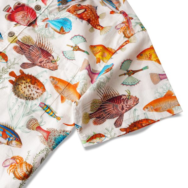 Hawaiian Shirt for Men - Tropical Fish Print Button-Down Short Sleeve Aloha Shirt in Beige for Casual Beach, Travel and Vacation Wear - Image 4