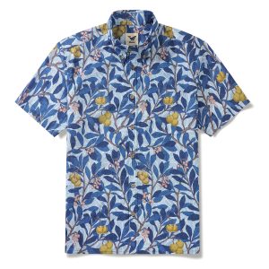 Hawaiian Shirt for Men - Blue Aloha Blue Majesty by Morris Print Button-Down Short Sleeve Aloha Shirt for Casual Beach, Travel and Vacation Wear