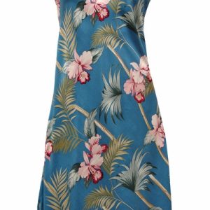 Hawaiian Bamboo Orchid Blue Button Front Tank Dress
