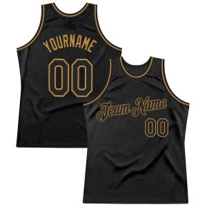 Black Black-Old Gold Authentic Throwback Personalized Basketball Jersey