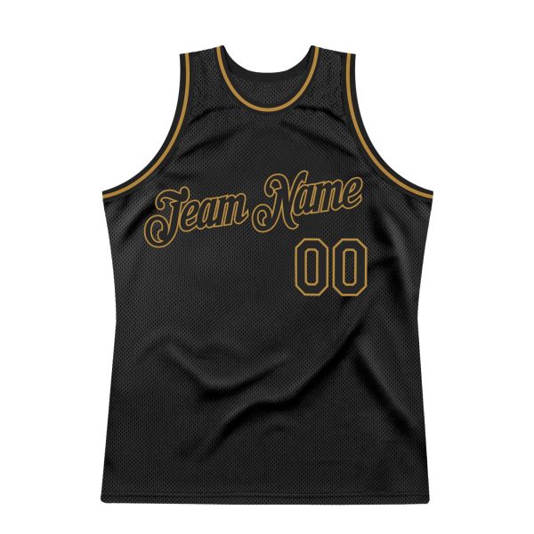 Black Black-Old Gold Authentic Throwback Personalized Basketball Jersey - Image 7