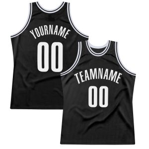 Black White Authentic Throwback Personalized Basketball Jersey