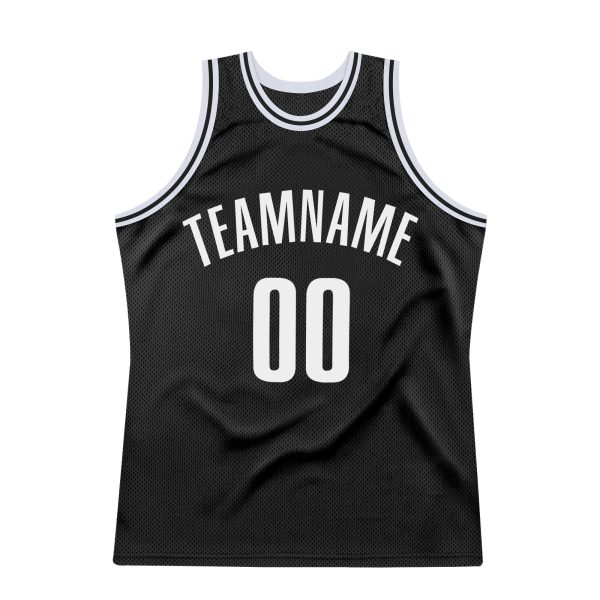 Black White Authentic Throwback Personalized Basketball Jersey - Image 7